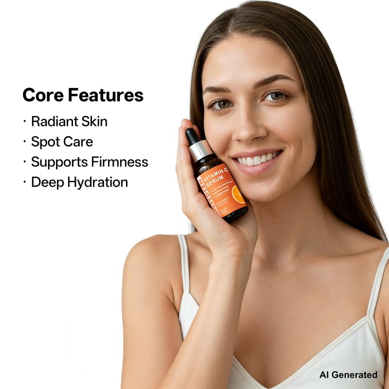 Vitamin C Serum for Face with Vitamin E & Ferulic Acid, Smoothes Wrinkles,Improves Elasticity,Firms Skin 1 Oz for Face Care, Daily Use