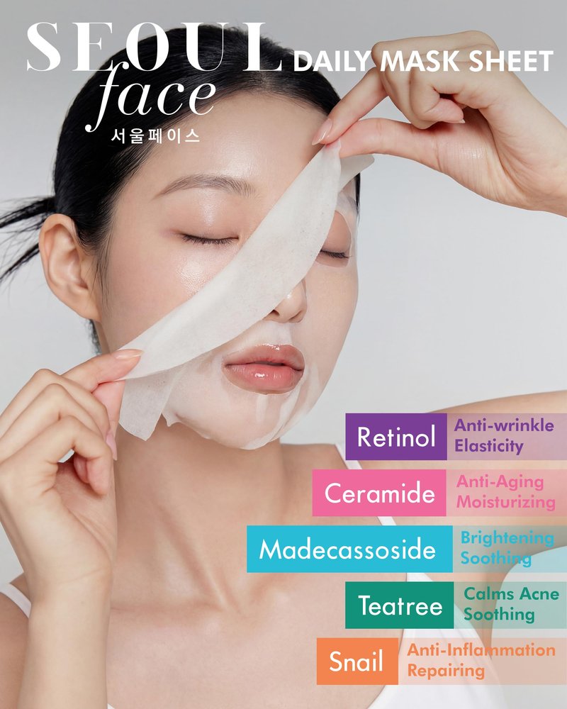 DERMAL Seoul Face Cica Madecassoside 5-Min Quick Sheet Mask 36 Count Bulk, Korean Centella Soothing Daily Pull-Out Dispenser with Tweezers, Rice Vitamin C Calming Face Mask for Redness Sensitive Skin