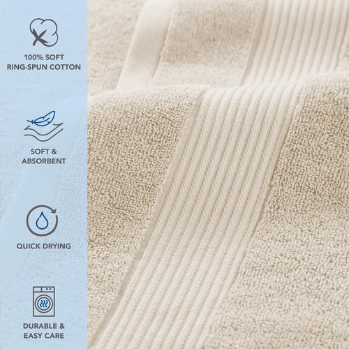 Arkwright Bath Washcloths 12 Pack - (Bulk Case of 60) Super Soft 100% Cotton, 600 GSM Quick Dry & Absorbent, Luxury Face & Body Wash Cloth Towels for Hotels, Spa, and Vacation Rental, Alabaster Ivory