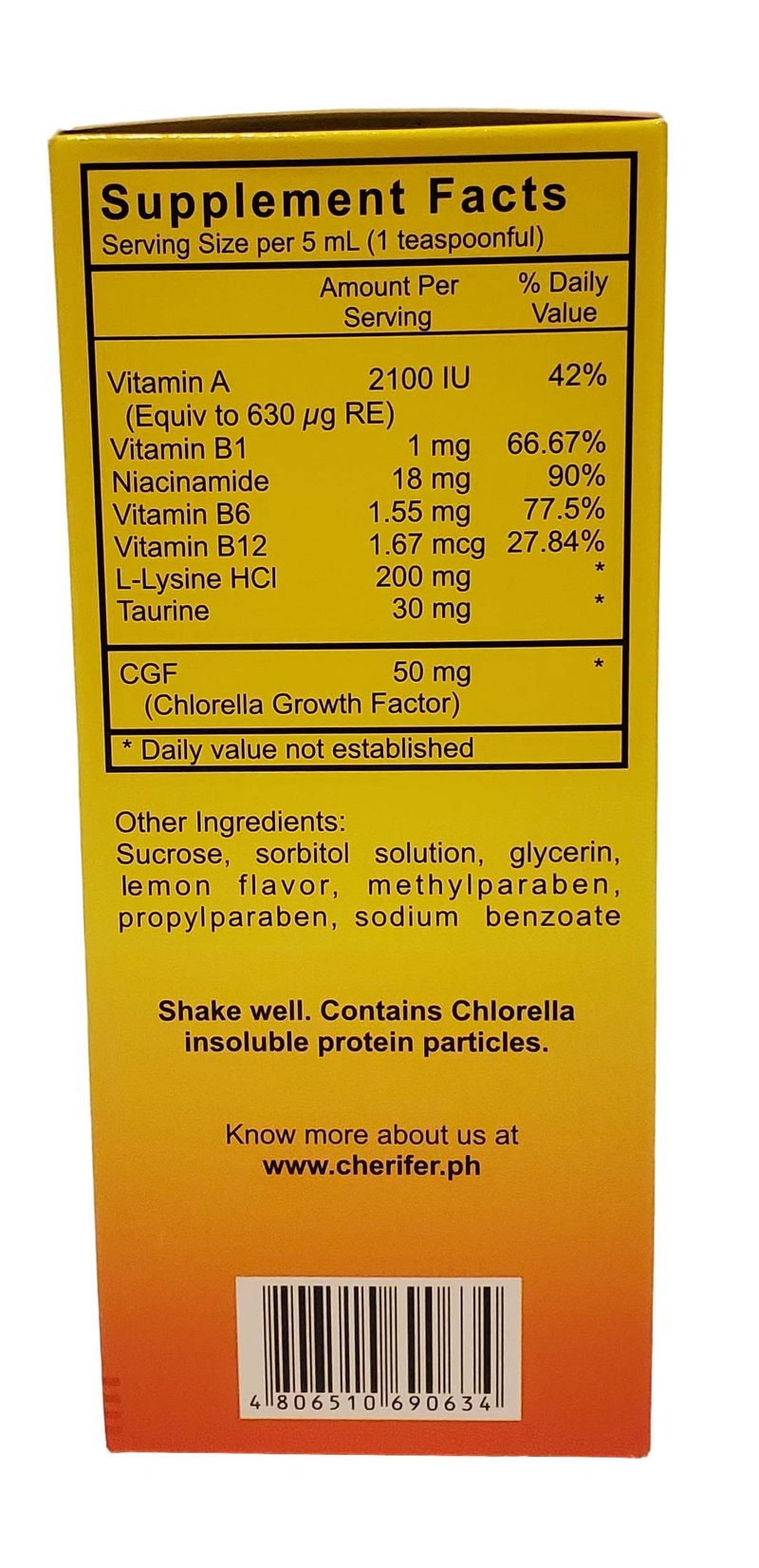 2 Cherifer Syrup Chlorella Growth Factor, Taurine & Lysine 240ml Each
