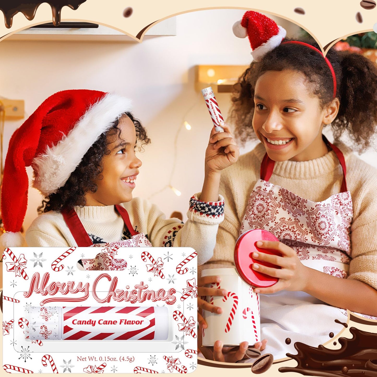 Sacubee 25 Pcs Christmas Lip Balms Bulk Peppermint Candy Flavor Lip Balm Holiday Gingerbread Hot Cocoa Cookie Cinnamon Flavor Christmas Party Gifts Stocking Stuffers for Women Employee Coworkers