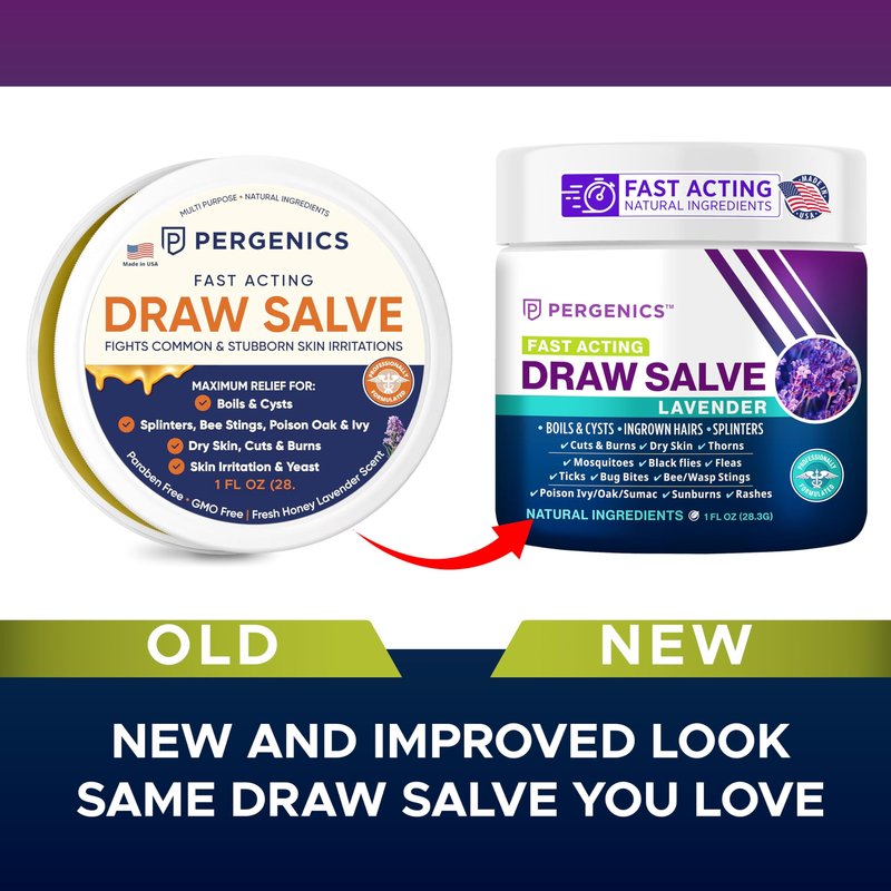 Pergenics Drawing Salve Ointment with Natural Lavender Herbal Extract for ingrown Hair, Boil & Cyst, Splinter Remover, Bug and Spider Bites, bee Sting, Mosquito bite Itch, Poison Ivy, 1 oz (1 Pack)