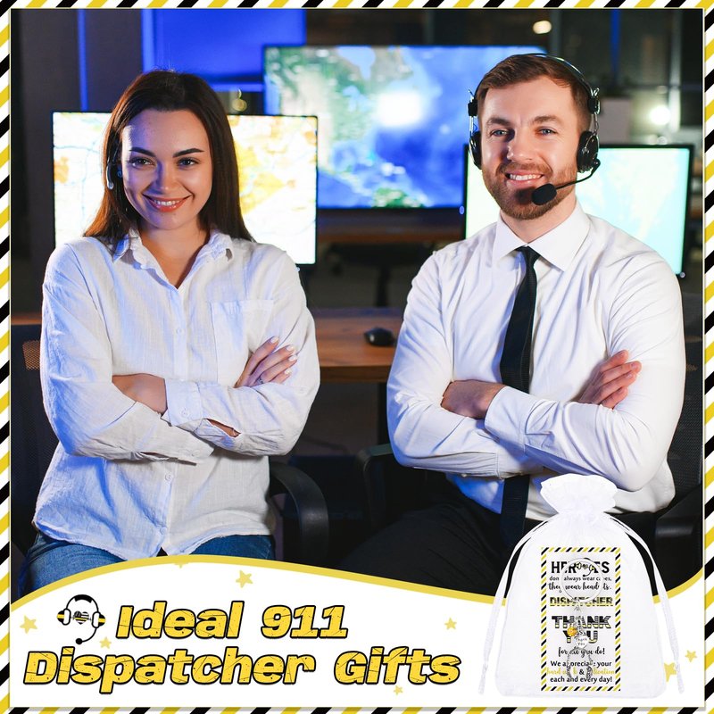 Quelay 12 Sets 911 Dispatcher Keychains Accessories Gifts Headset Keychain with Thank You Card 911 Telecommunicator Week Appreciation Gifts for Npstw Emergency Responder Retirement Office Team Staff