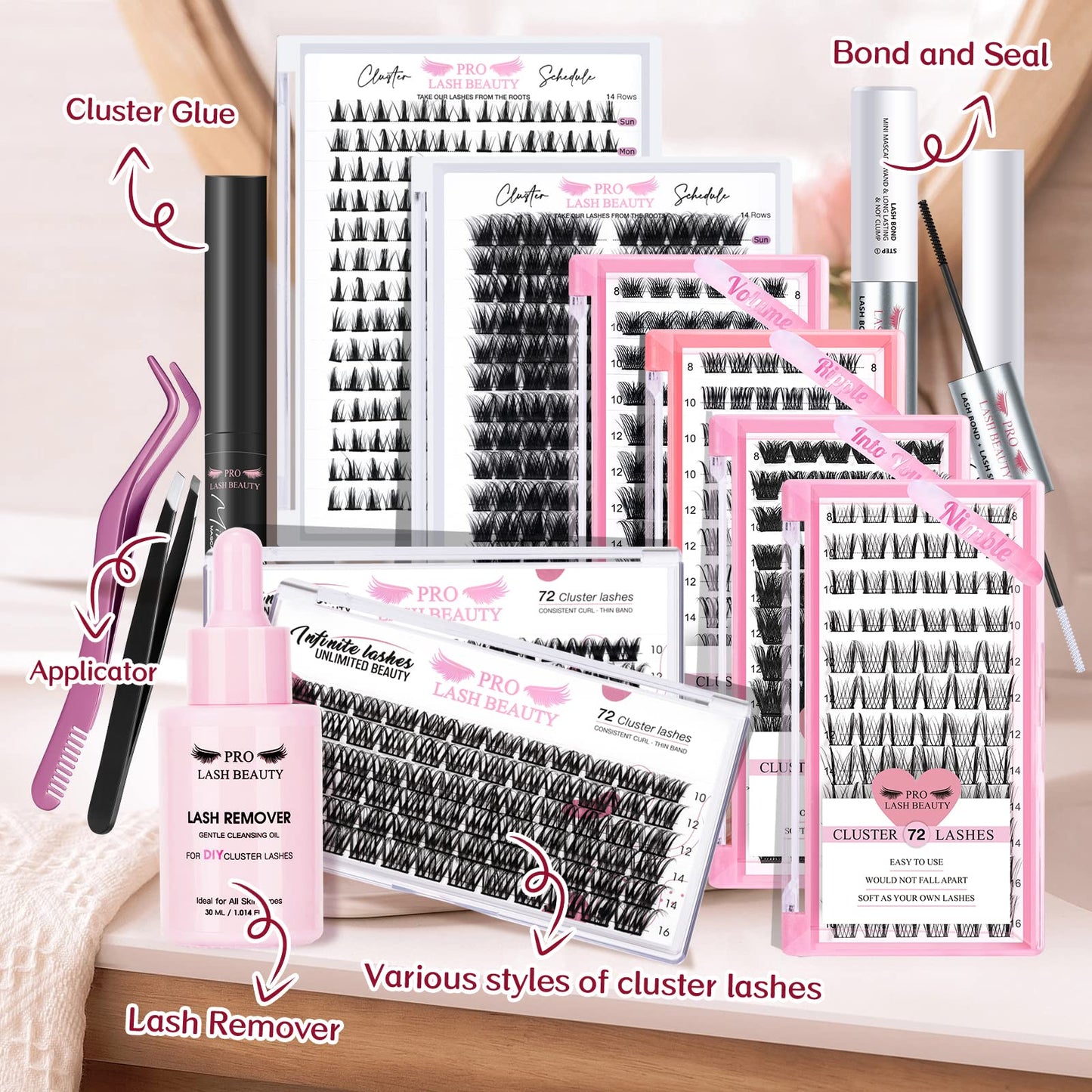 Lash Clusters, 72 Pcs Individual Cluster Lashes DIY Lash Extension 10-16mm Eyelash Clusters Volume Wispy Lashes Super Thin Band Reusable Soft & Comfortable(Nimble,C-8-16mix)