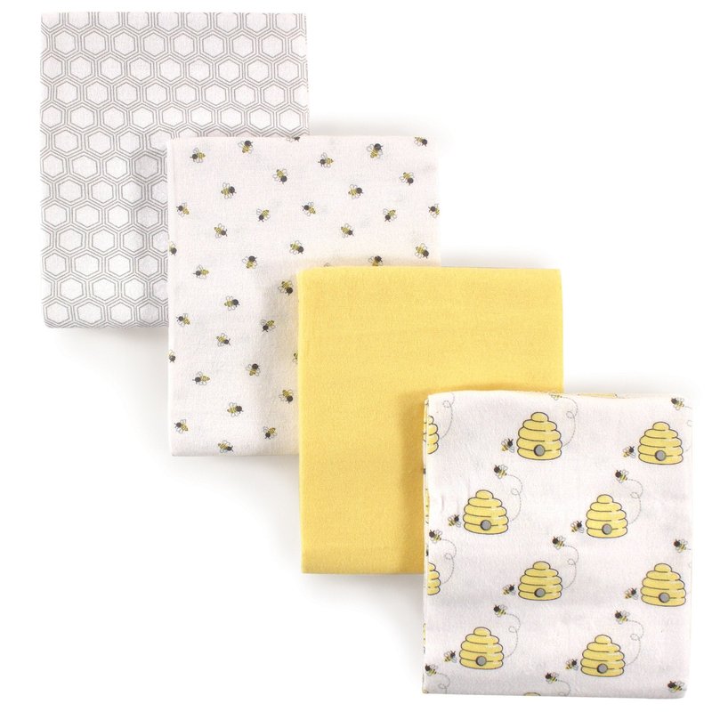 Hudson Baby Unisex Baby Cotton Flannel Receiving Blankets, Bee, One Size