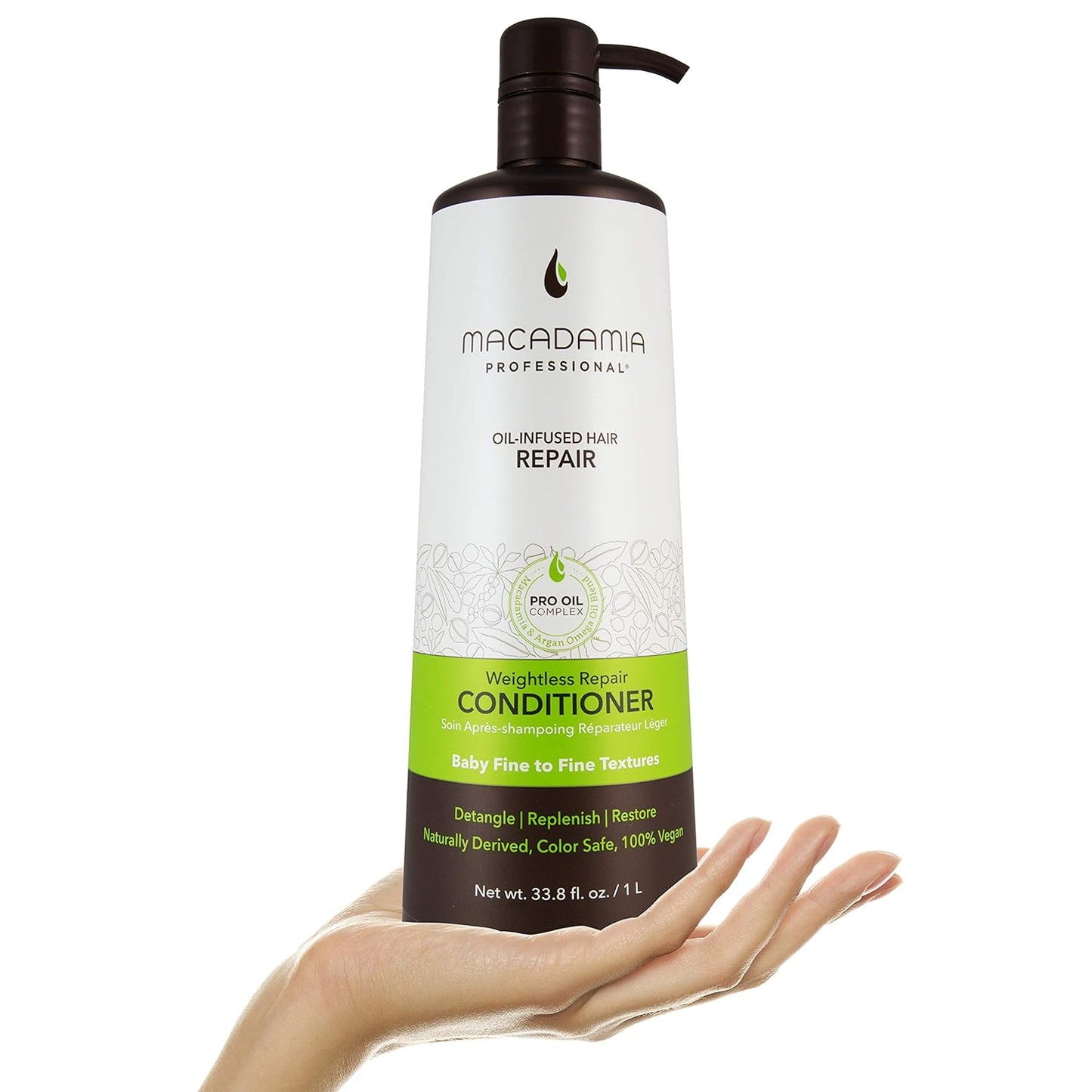 Macadamia Professional Hair Care Sulfate & Paraben Free Natural Organic Cruelty-Free Vegan Hair Products Weightless Repair Hair Conditioner, Green, Conditioner, 33.8 Fl Oz
