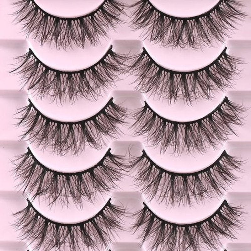 FARRED Natural Lashes Short Eyelashes Wispy False Mink Lash Pack 14 Pair Natural Look Fluffy Doll Eyelash Small Fake Strip Lashes Full Pestañas Sets for MUA and Beginners Daily Makeup (F3 | 8-16mm)