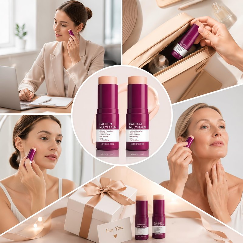 BOWOKI Calcium Multi Balm Stick 2PCS, Collagen Moisturizing Stick, Collagen Moisturing, Anti-aging, Wrinkle Core Stick, Sagging, Hydrating, Firming Skin, Suitable for Eyes, Neck, Face
