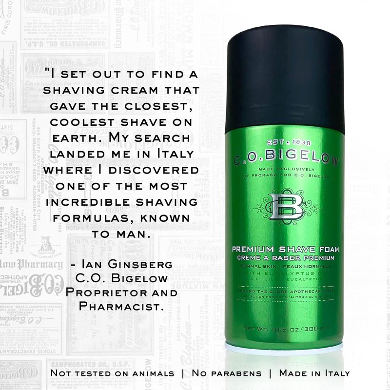 C.O. Bigelow Shaving Foam, 5.2 oz Mens Shaving Cream, Shave Foam for Men with Eucalyptus Oil for All Skin Types