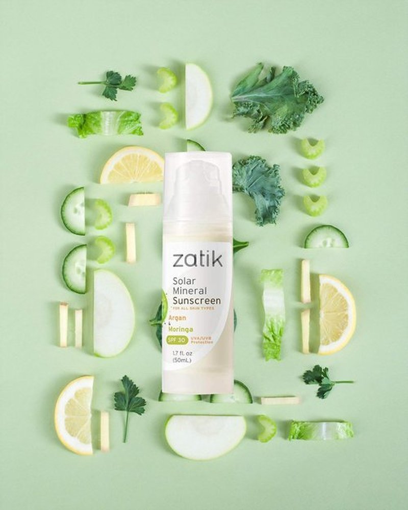 Zatik Naturals - Solar Mineral Sunscreen with Argan and Moringa, Vitamin and Mineral-Based Solar Protection, Vegan, Non-GMO, pH Balanced, FREE from Gluten, Soy, Alcohol. 1.7 fl oz, 50 ml