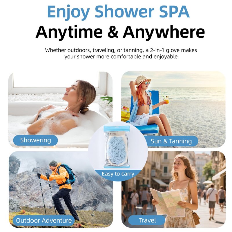 2-in-1 Exfoliating Glove for Self Tan Removal & Daily Shower, Dual-Sided Korean Body Scrubber Mitt with Loofah Sponge, Dead Skin Remover for KP, Ingrown Hair & Smooth Skin