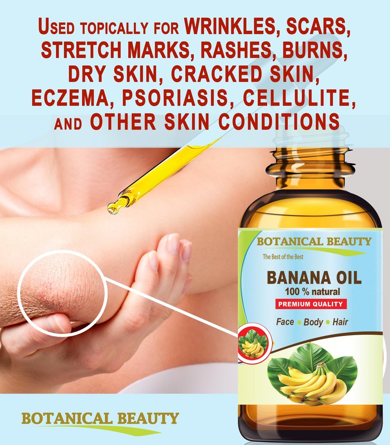 Botanical Beauty BANANA OIL 100% Natural Pure Virgin Unrefined Cold Pressed Carrier Oil for Face, Skin, Hair, Lip, Nails for Dry, Sensitive, Normal Skin 0.5 Fl Oz 15 ml