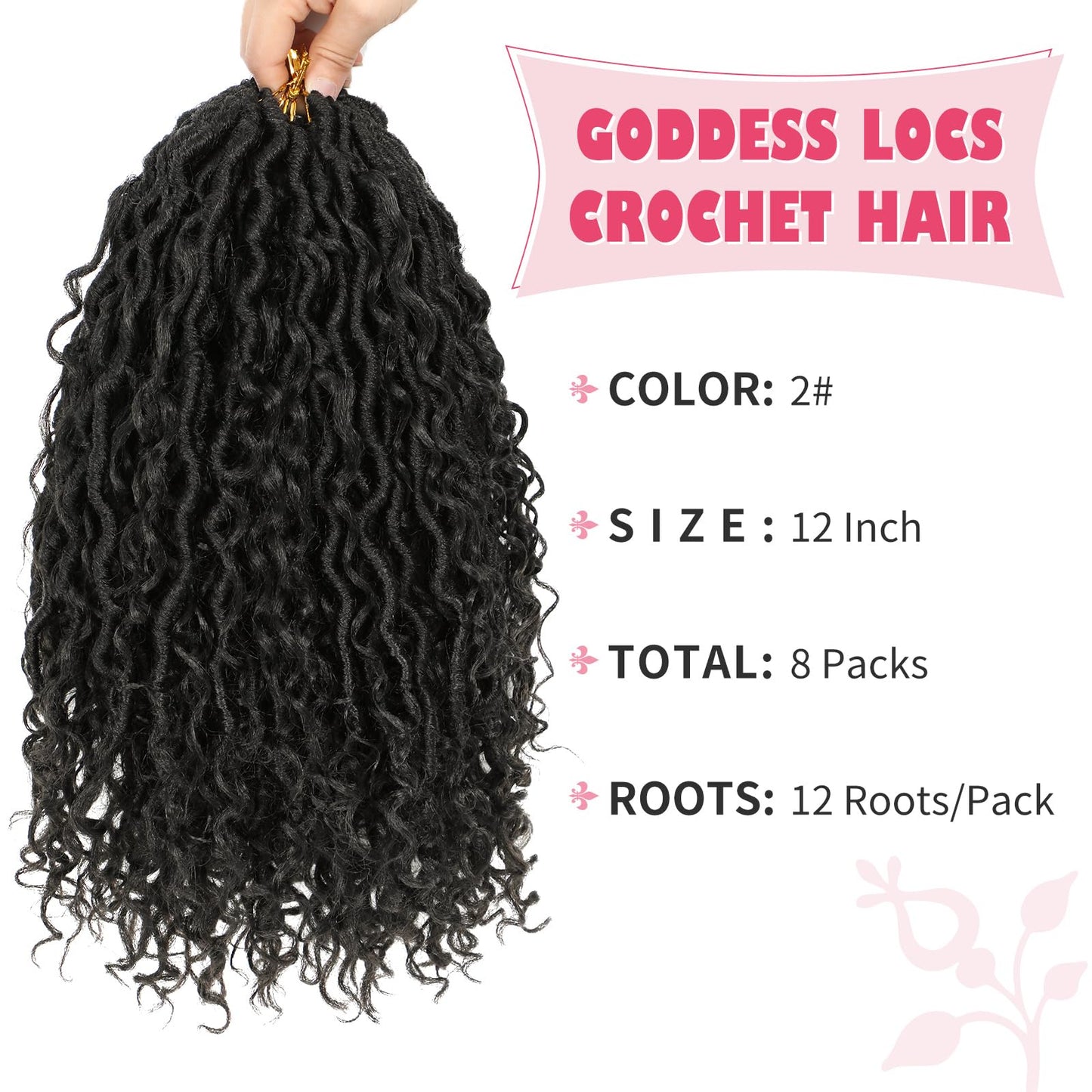 Alicoco Goddess Locs Crochet Hair 14 Inch 8 Packs Faux Locs Crochet Hair For Women Boho Soft Locs Pre-looped River Crochet Locs With Curly Ends (14 Inch (Pack of 8), 2#)