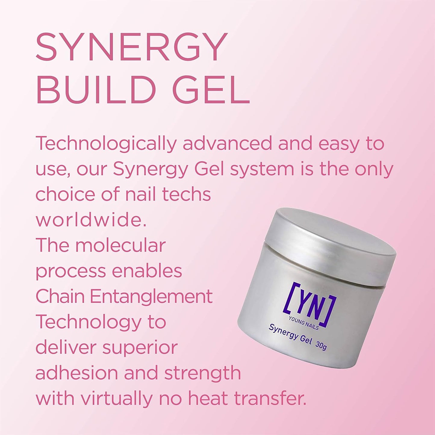 Young Nails Synergy Gel System, Building Gel - Hard Builder Gel, Superior Adhesion & Strength, Structured Nail Gel Builder - Build Gel, Clear, 15g