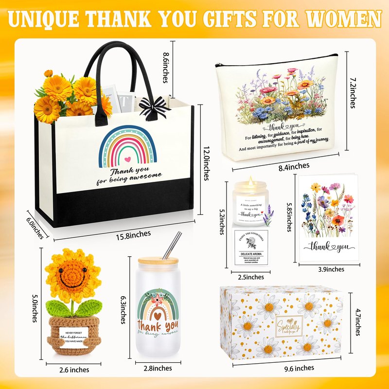 GQDECOR Thank You Gifts for Women Coworkers, Appreciation Farewell Goodbye Going Away Gifts for Coworker Friends Teacher Employees, Christmas Mothers Day Birthday Gifts for Women Set of 6
