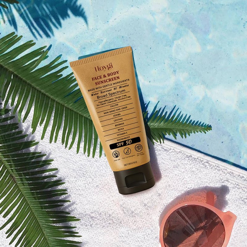 Beef Tallow Sunscreen, Natural Mineral Beef Tallow & Zinc Oxide Sunscreen SPF 50, Refreshing and Non-greasy Safest Formula, Water-Resistant Moisturizing for Women Men 3 oz (85 g)