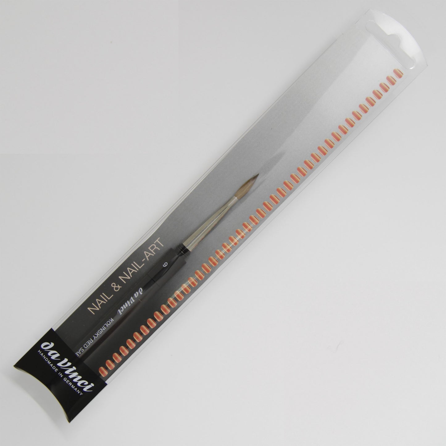 da Vinci Nails Series 15140 Acrylic Technique Nail Brush, Pointed Oval Kolinsky Red Sable with Protective Travel Handle, Size 6