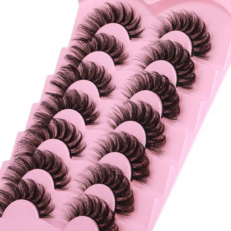 JIMIRE Mink Lashes Fluffy Cat Eye Lashes Wispy 6D Volume False Eyelashes that Look Like Extensions Thick Soft Curly Fake Lashes 7 Pairs Pack