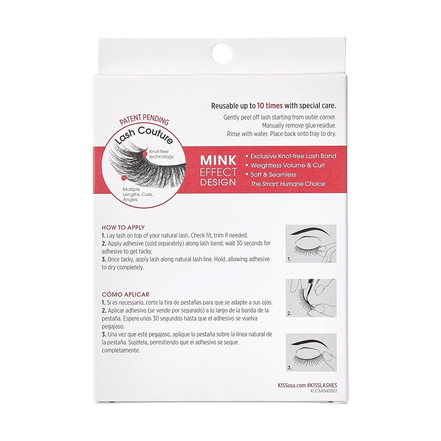 KISS Lash Couture Faux Mink False Eyelashes Multipack, Knot-Free Lash Band, Reusable, Contact Lens Friendly, Easy To Apply, Ultrafine, Tapered, Synthetic Fake Lashes, Style Sequin, 4 Pairs