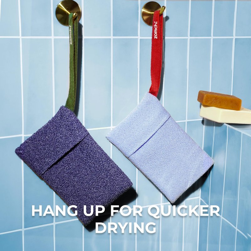 ZOMCHI Soap Saver Bags for Bar Soap, 2 Pack, Dual Texture Blue Set