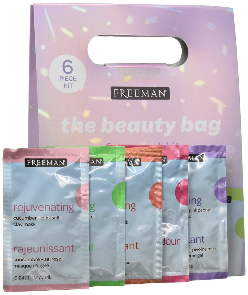 Freeman The Beauty Bag Face Mask Kit, 6 Piece Facial Mask Gift Set, Limited Edition Multi-Masking Kit for Fresh, Glowing Skin, Skin Care Gift for Her