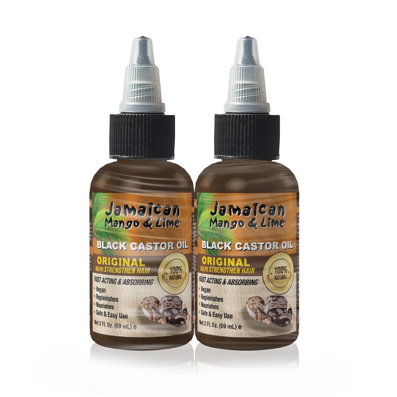 Jamaican Mango & Lime Black Castor Oil Original – Strength & Shine – Lightweight Hair & Scalp Oil for Locs, Braids, Twists & Natural Hair – (2 fl oz, Pack of 2)