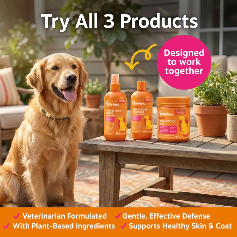 Zesty Paws Flea and Tick Shampoo for Dogs - Veterinarian Formulated Flea Shampoo for Dogs to Kill Fleas, Ticks & Their Eggs - Soothes Itchy & Irritated Dog Skin - Cedarwood, Rosemary & Peppermint Oil