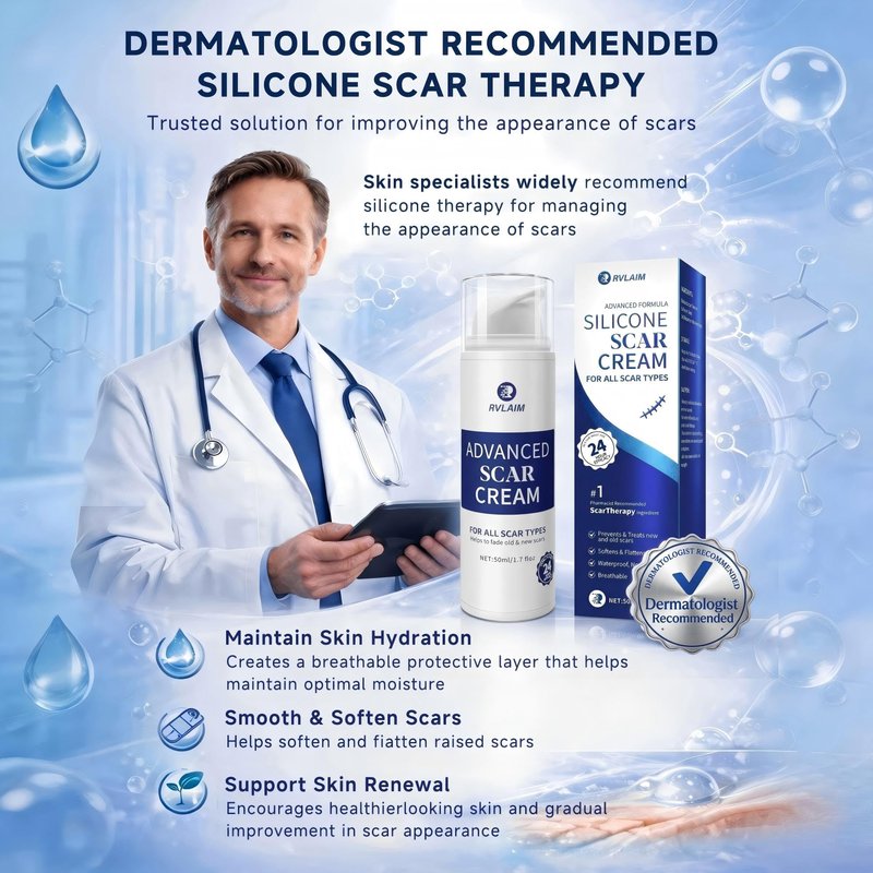 Scar Cream Scar Gel, Advanced Silicone Scar Gel, Professional Scar Removal Cream for Surgical Scars, Stretch Mark, Keloid Bump, C-Section, Old and New Scars