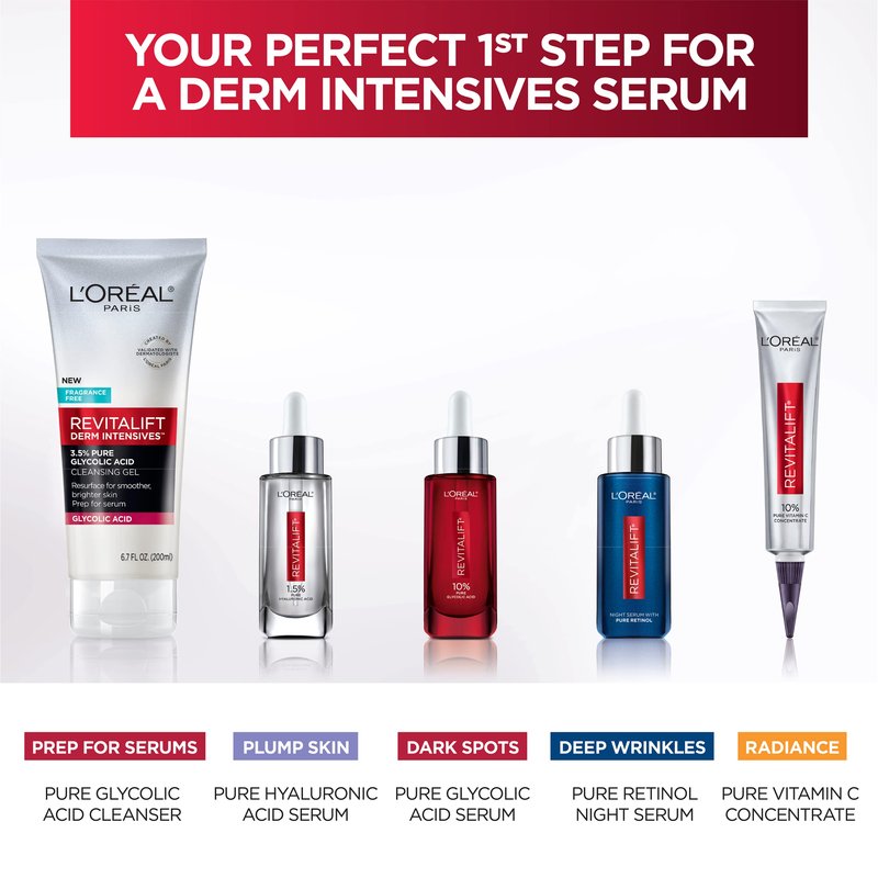 L'Oreal Paris Revitalift 3.5% Pure Glycolic Acid Brightening Cleansing Gel wth Salicylic Acid 6.7 fl oz