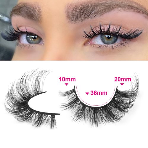 ALICROWN Mink Lashes Cat Eye Fairy Eyelashes Fluffy False Eyelashes Wispy Fake Eyelashes Fox Eye Lashes Kit with Lash Bond and Seal 7 Pairs