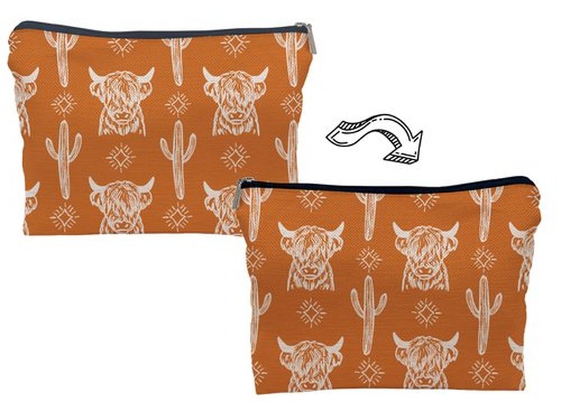 Lacosu Western Makeup Bag,Western Gifts For Women,Cow Makeup Bag,Cowgirl Stuff,Western Stuff For Women,Western Gifts,Cowgirl Gifts(COW A)