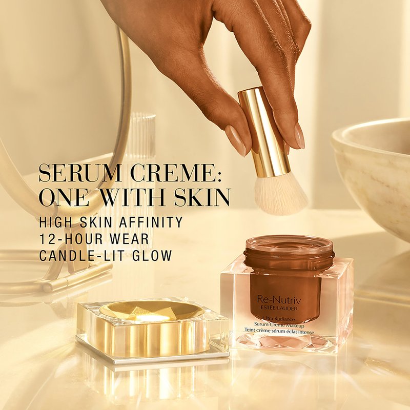 Estée Lauder Re-Nutriv Ultra Radiance Serum Creme Makeup | Luxury Foundation with Hyaluronic Acid | 12-Hour Wear & Hydration, 1C1 Cool Bone, 1 Fl Oz