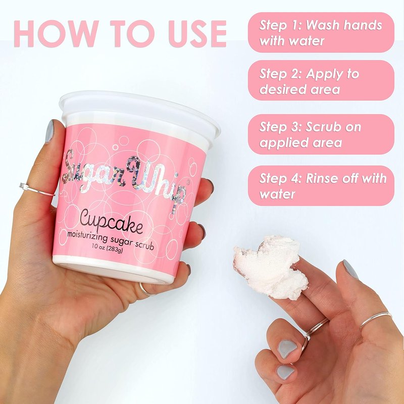 Exfoliating Sugar Scrub - Primal Elements Cupcake Whip Moisturizer | 10 oz Face & Body Cleanser