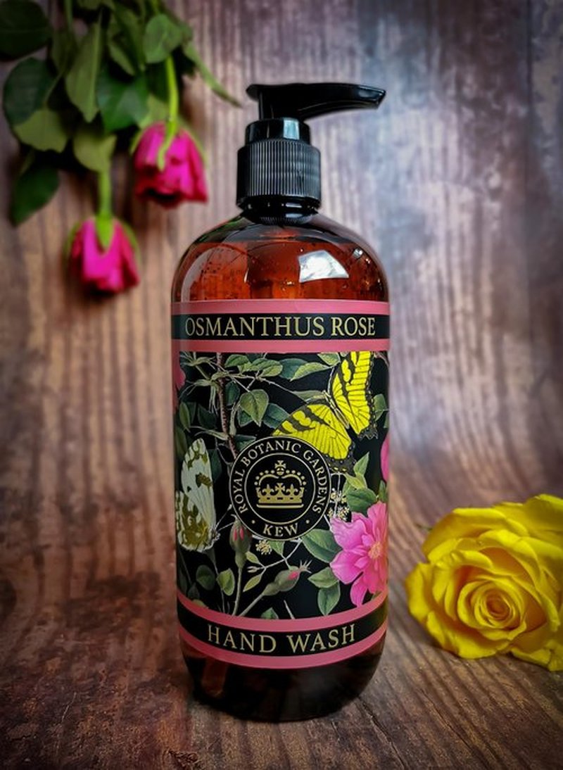 The English Soap Company Kew Gardens Luxury Hand and Body Wash, Refreshing Botanical Wash with a Rich Lather, Enriched with Soothing Aloe Vera and Vitamin E, Osmanthus Rose Scent 500ml