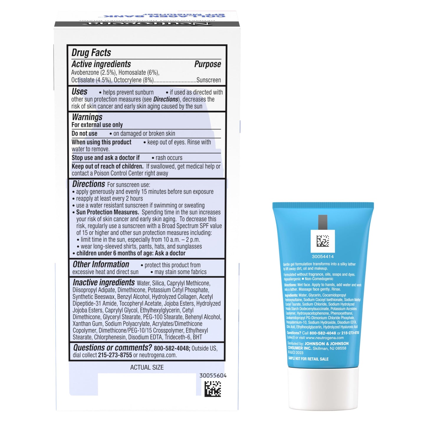 Neutrogena Collagen Bank Face Moisturizer with SPF 30 Sunscreen, Daily Anti-Aging Face & Neck Collagen Cream with Micro-Peptides and SPF, 2 fl. Oz & Trial Size Hydro Boost Facial Cleanser, 0.5oz