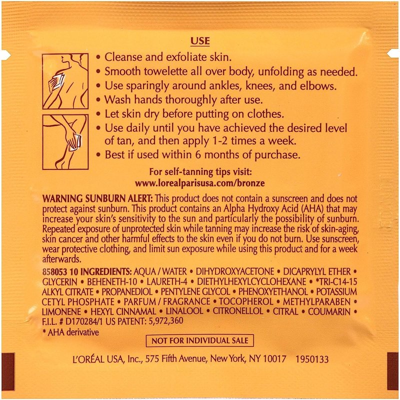 Loreal Paris Sublime Bronze self tanning Towelettes for body (3 Pack)