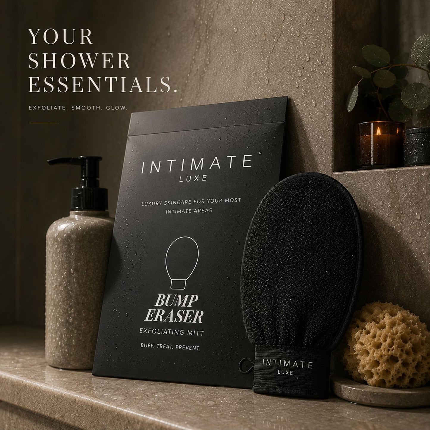 Intimate Luxe Exfoliating Mitt – Reusable Physical Exfoliating Glove for Smooth-Looking Skin – Helps Lift Dead Skin & Surface Buildup – Shower & Bath Use – Single Mitt