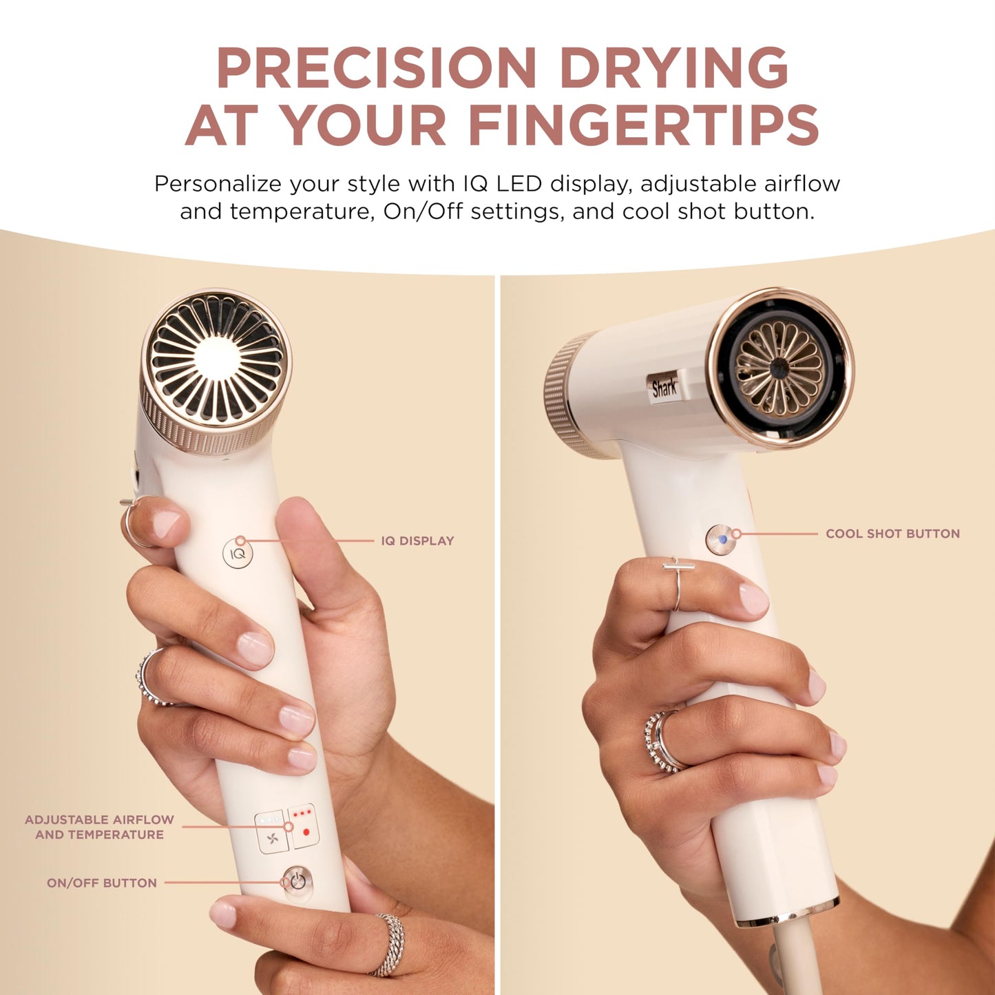 Shark Hair Dryer SpeedStyle RapidGloss Finisher and High-Velocity Dryer, Ionic Hair Blow Dryer with IQ Speed Styling and Drying Suite, No Heat Damage, Best for Straight and Wavy Hair, Silk, HD331