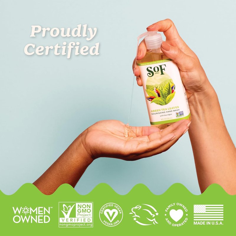 Nourishing Hand Wash - Vegan Moisturizing Sea Algae & Coconut Oil | 8 oz Bottle, 6 Pack