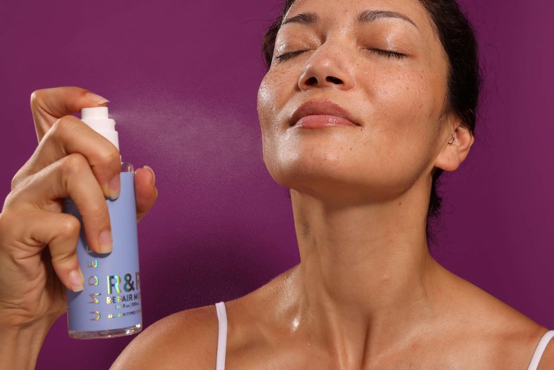Undefined R&R Repair Mist Hypochlorous Acid Spray to calm inflammation, improve texture, increase hydration and balance; travel friendly size 3.4oz