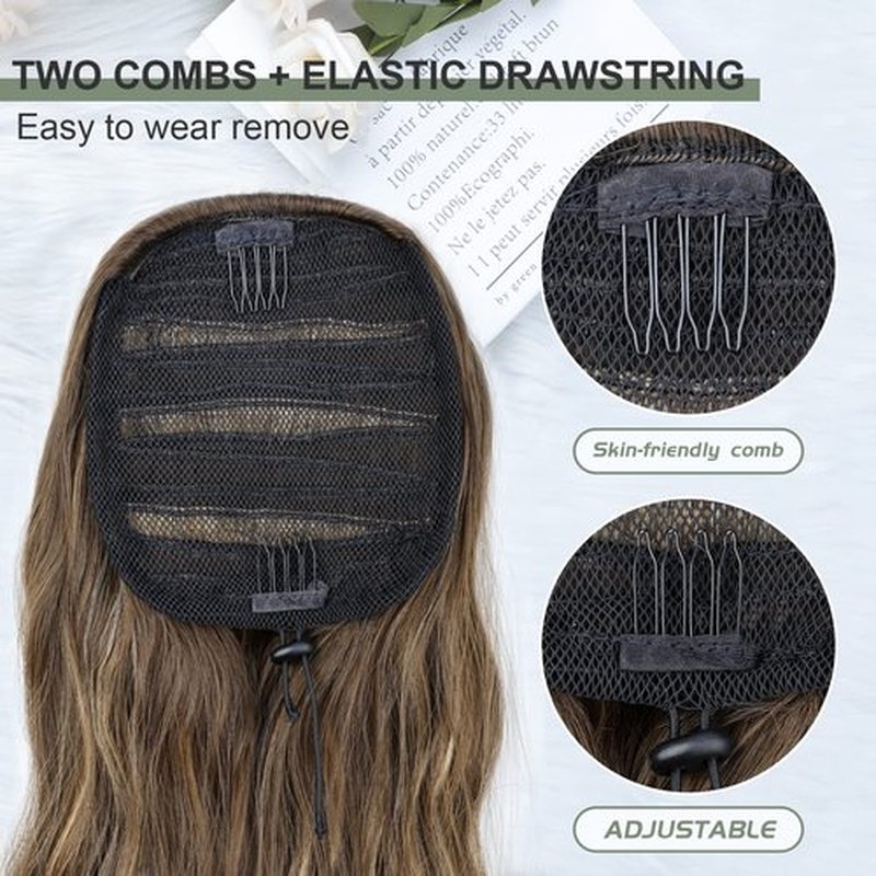 FREEMEIGE Ponytail Hair Extension 26 Inch Long Wavy Drawstring Ponytail for Women Clip in Pony Tail Hair Extension Synthetic Hairpiece for Daily Use (26Inch)