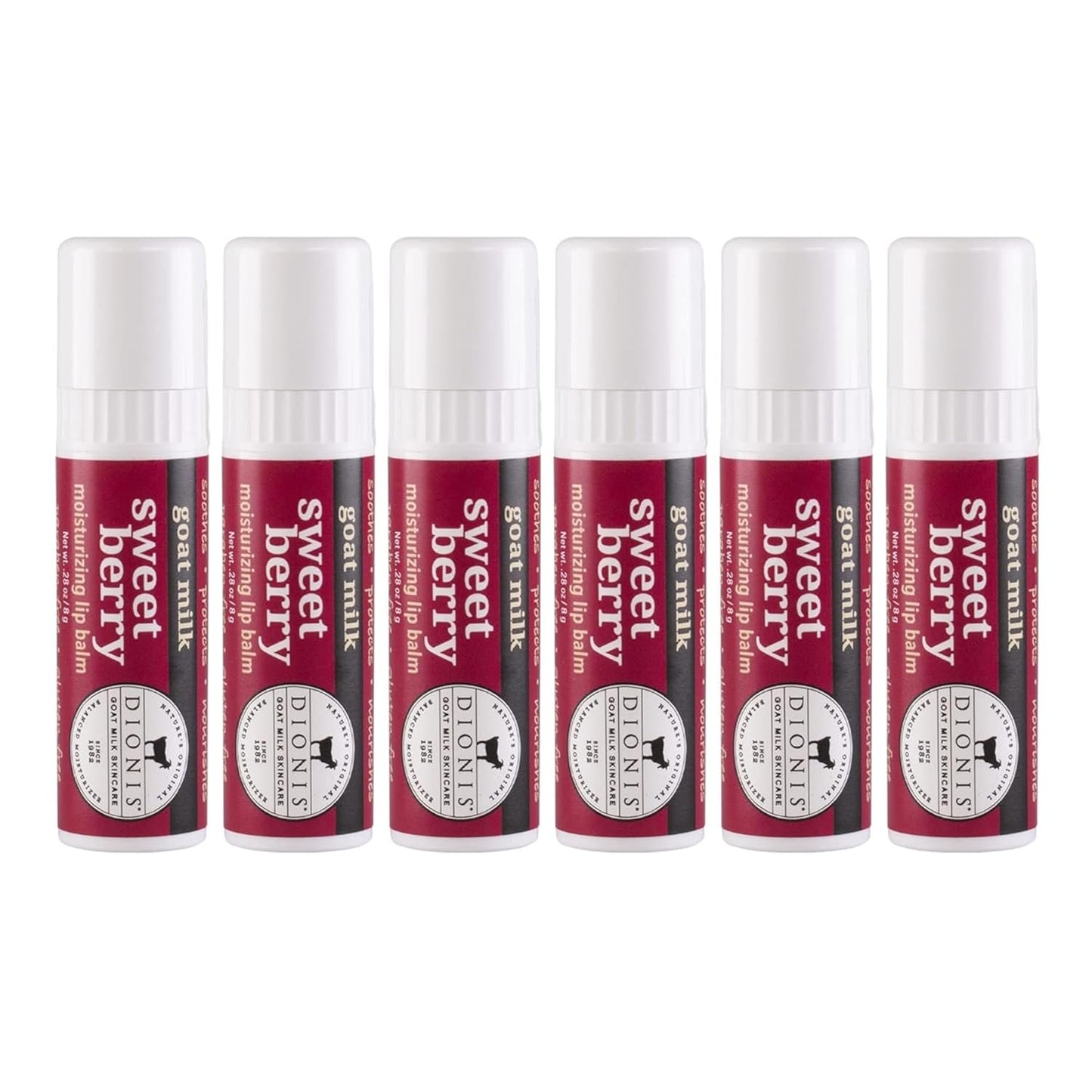 Dionis - Goat Milk Skincare Scented Lip Balm, Set of 6 (0.28 oz), Moisturize Dry and Chapped Lips, Cruelty-free and Paraben-free (Vanilla Bean)