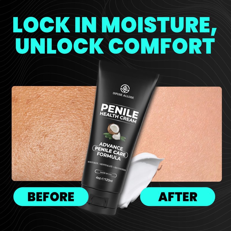 Infuse Allurè Men's Intimate Comfort Cream - Hydrating Personal Care Moisturizer for Dryness & Chafing Relief - Non-Greasy, Fast Absorbing Below The Belt Lotion 4oz 120ml