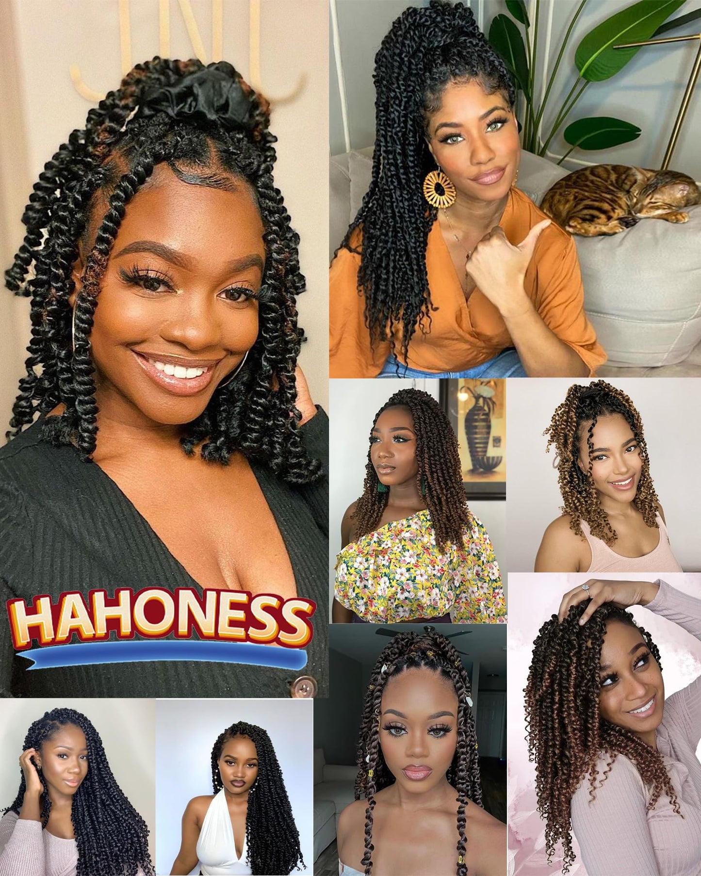 Passion Twist Crochet Hair For Black Women - Super Long Pre-twisted Pre Looped Hair Extensions (20 Inch, 9 Packs, 1B+T27)