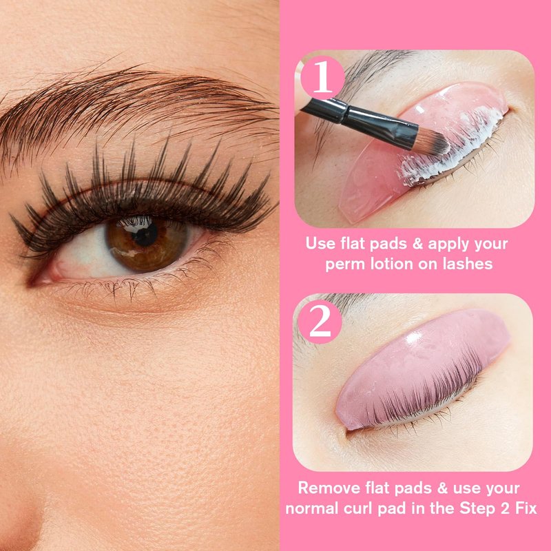 8Pcs Lash Lift Shields Flat, 1mm Thin Korean Lash Lift Pads for Eyelash Straightening and Lifting Super Sticky Glueless Reusable Silicone Lashes Rods for Eyelash Perm Lamination Salon Use(Rose)