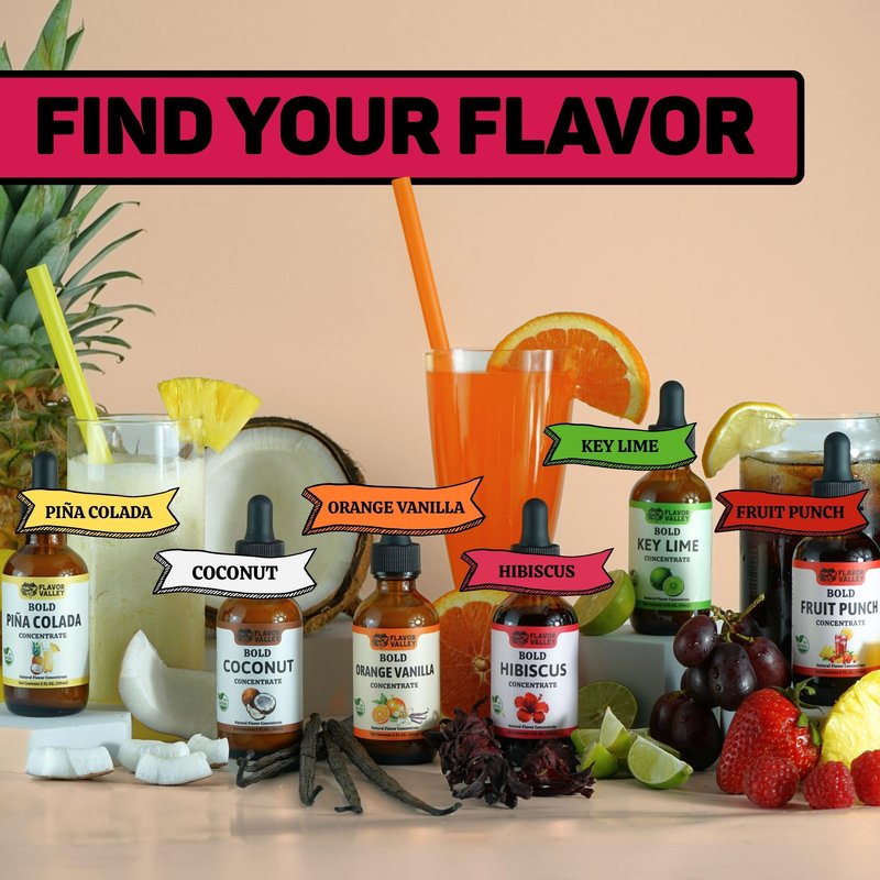 FLAVOR VALLEY Hibiscus Concentrate | Flavor Over 100 Sodas, Cocktails, Mocktails | Vibrant and Floral | Non GMO | Unsweetened – Just Pure Flavor