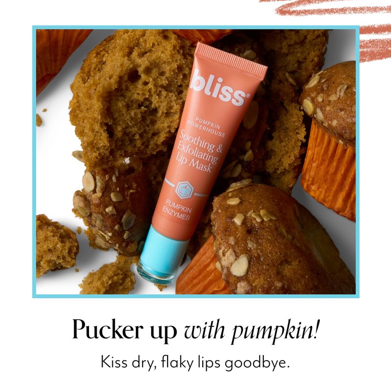 Bliss Pumpkin Powerhouse Exfoliating & Soothing Lip Mask | Hydrating Overnight Lip Balm Mask for Dry Lips