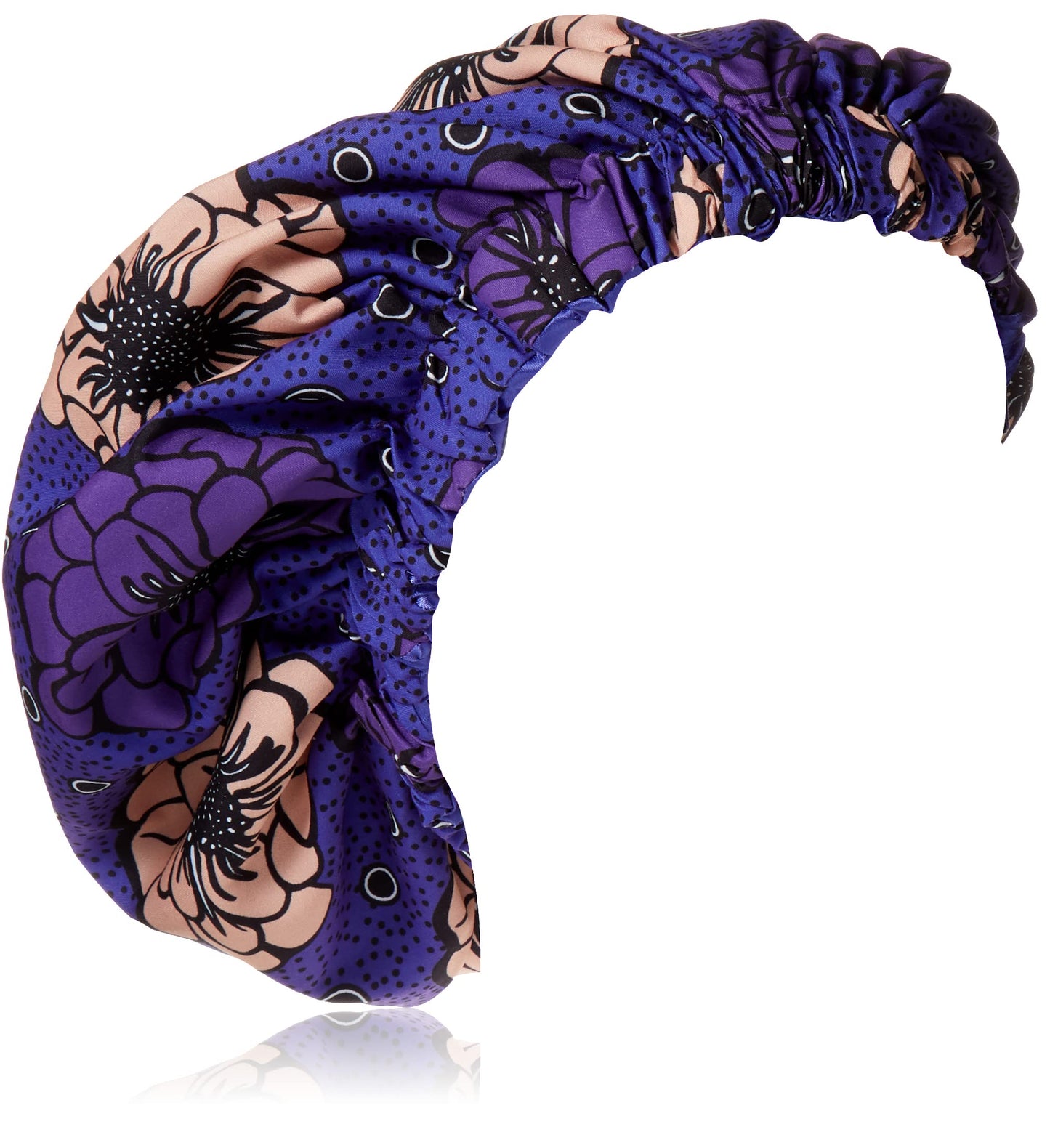 Melanin Crown Silk Hair Wrap for Sleeping â Premium Satin Hair Bonnet for Sleeping â Universal Fit Bonnet for Curly Hair Protects Against Breakage â Beautiful Colorful Designs Satin Sleep Cap Purple