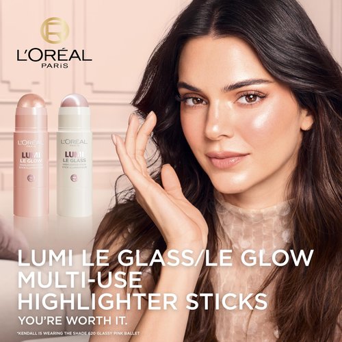 L’Oréal Paris Lumi Le Glass Highlighter Stick, Reflective, Translucent, Glassy Highlighter for Face and Body, 610 Glassy Pearl Eclat, 0.25 Oz
