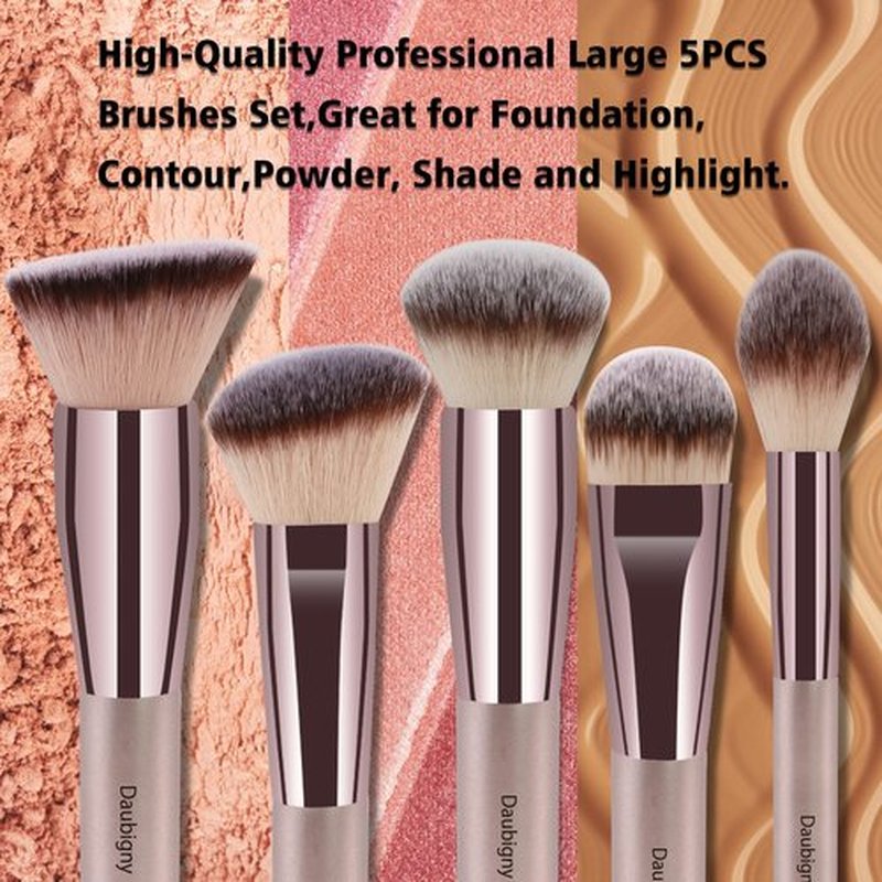 Makeup Brushes, Daubigny 16Pcs Complete Premium Synthetic Makeup Brush Set with Professional Foundation Brushes Powder Concealers Eye shadows Blush Makeup Brush for Perfect Makeup (Champagne Gold)